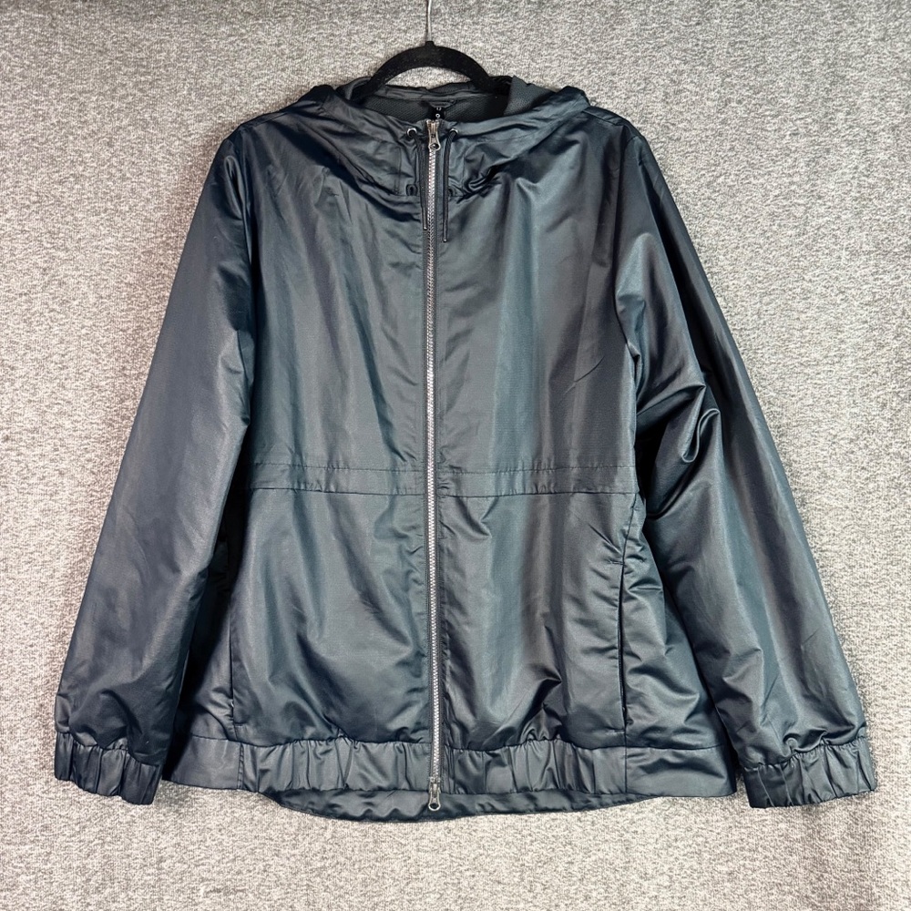 Core 10 Women’s Hooded Jacket Lightweight Black Zip Up Windbreaker Size XL NWOT